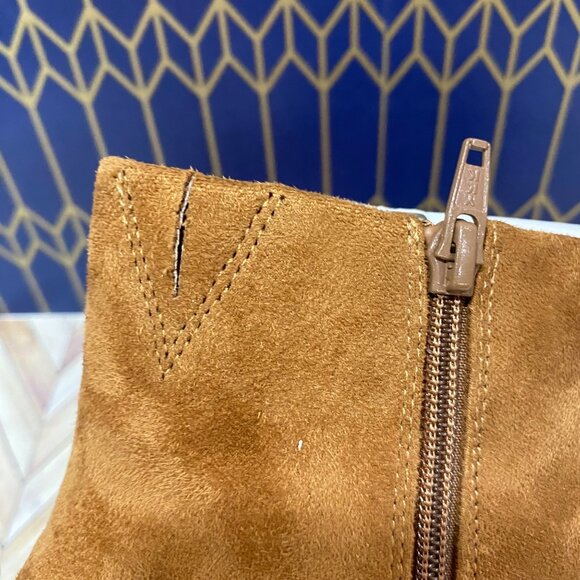 Tan Suede Pointed Toe Ankle Boots With Zipper & Kitten Heel Size 8 Womens - NWT - Picture 9 of 9